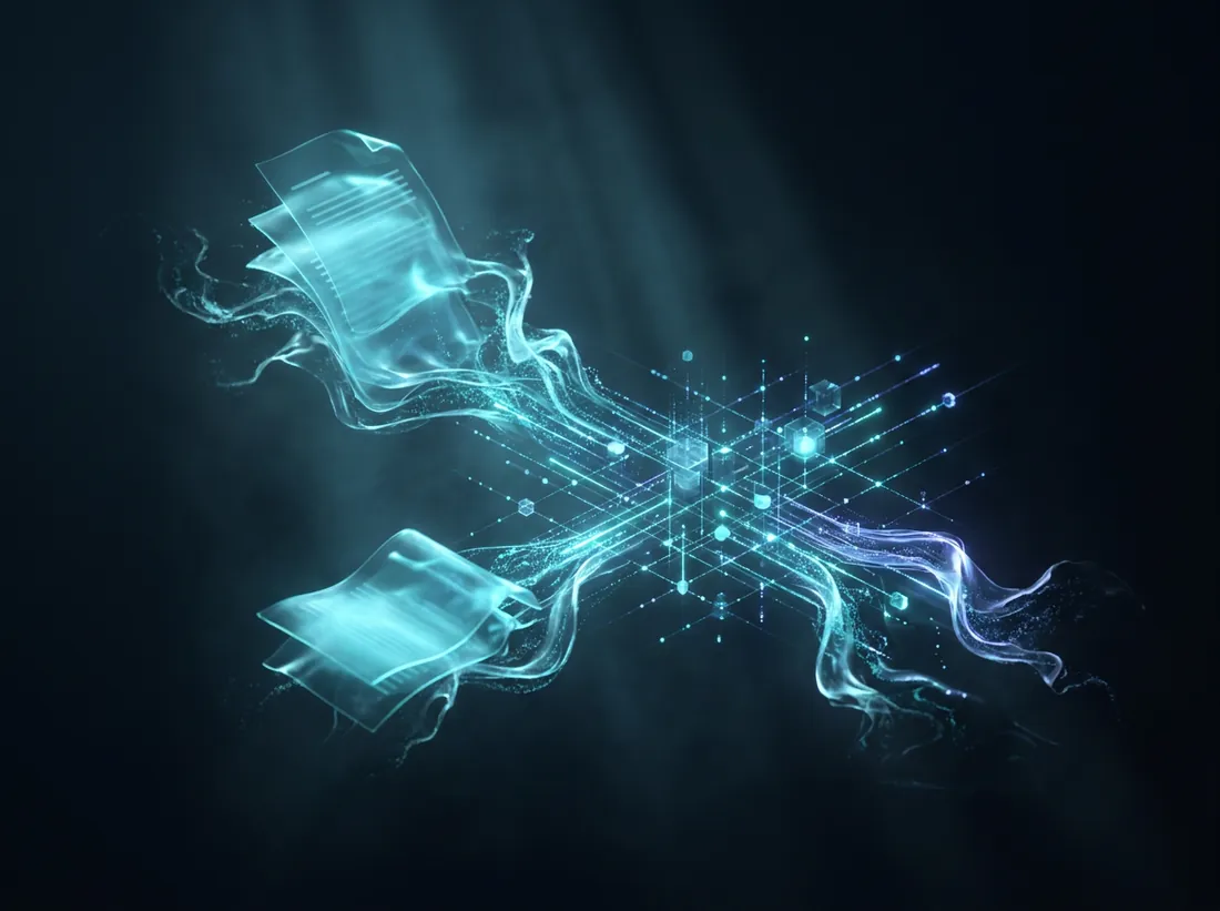 Documents of light dissolving into structured data